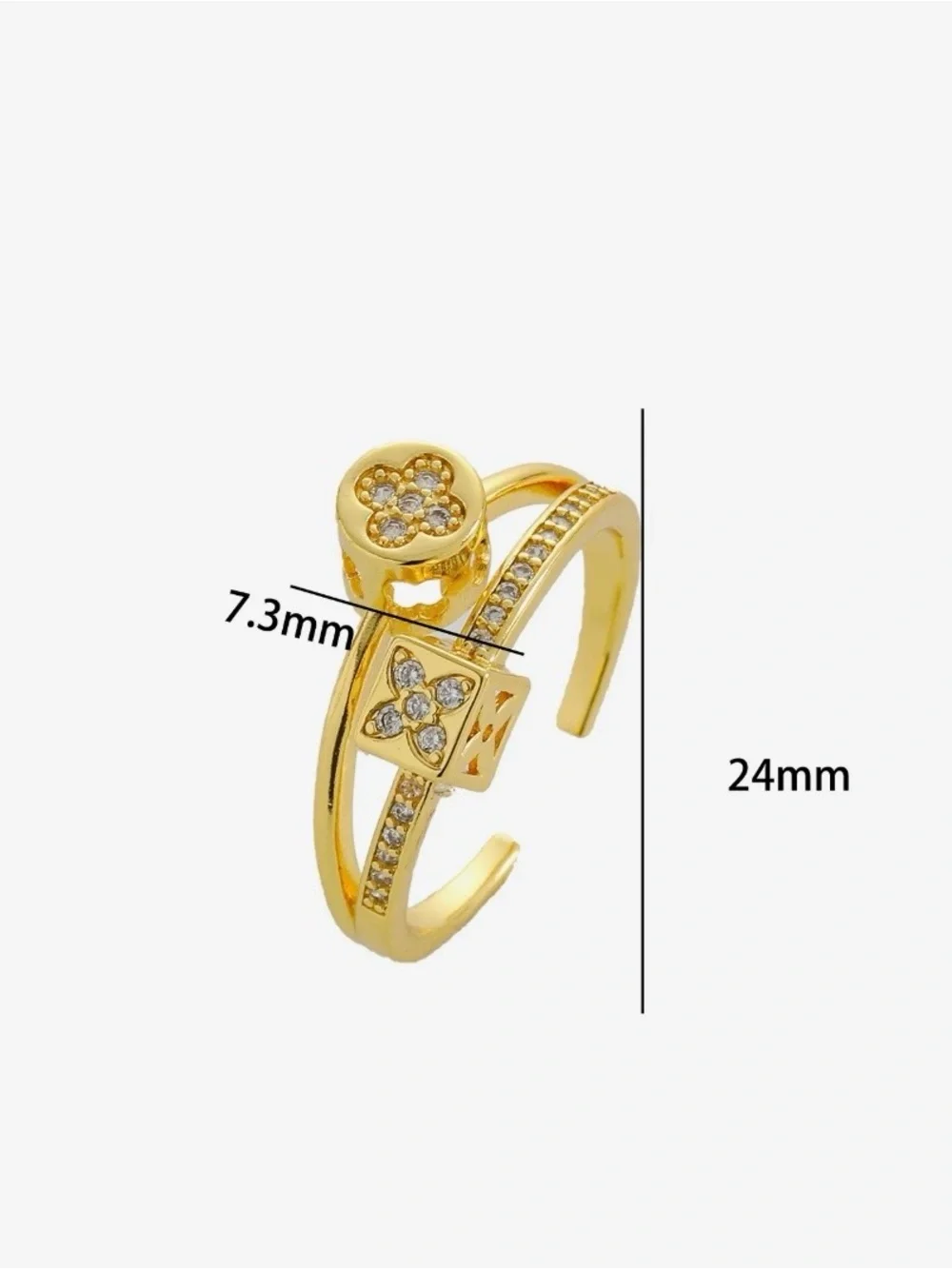 Minimalist Geometric Titanium Steel Ring with Micro Paved Zirconia Vacuum Plated